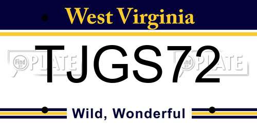 TJGS72 West Virginia License Plate