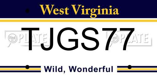 TJGS77 West Virginia License Plate