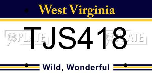 TJS418 West Virginia License Plate