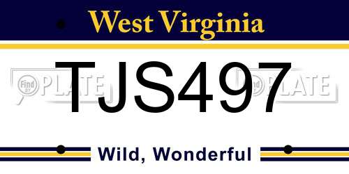 TJS497 West Virginia License Plate