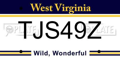 TJS49Z West Virginia License Plate