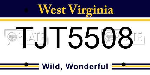 TJT5508 West Virginia License Plate