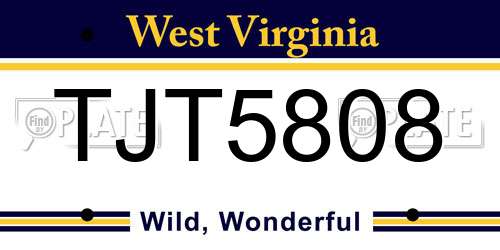 TJT5808 West Virginia License Plate