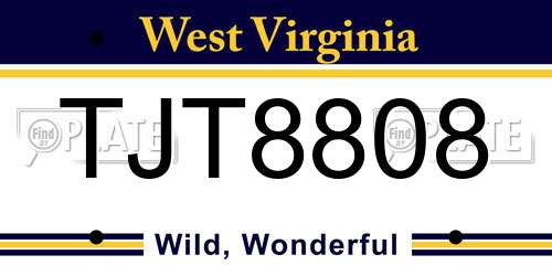 TJT8808 West Virginia License Plate