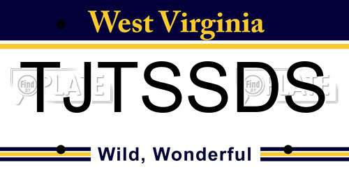 TJTSSDS West Virginia License Plate