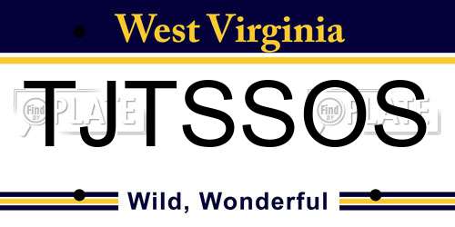 TJTSSOS West Virginia License Plate