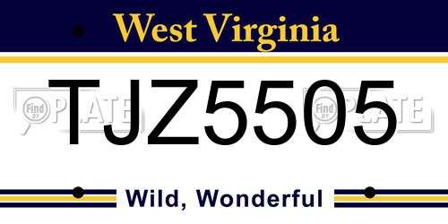 TJZ5505 West Virginia License Plate