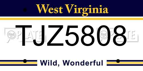 TJZ5808 West Virginia License Plate
