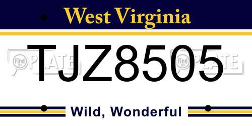 TJZ8505 West Virginia License Plate