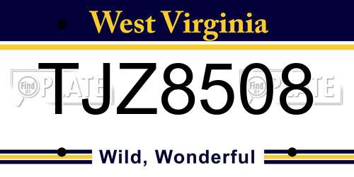 TJZ8508 West Virginia License Plate