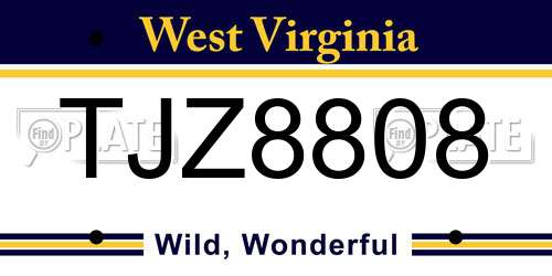 TJZ8808 West Virginia License Plate