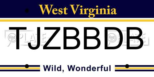 TJZBBDB West Virginia License Plate