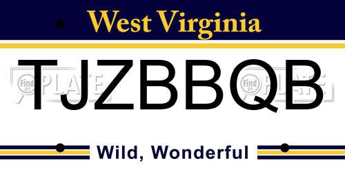 TJZBBQB West Virginia License Plate