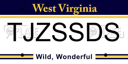 TJZSSDS West Virginia License Plate