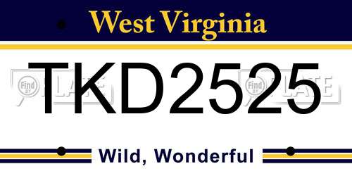 TKD2525 West Virginia License Plate