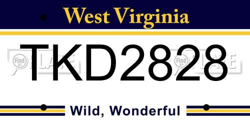 TKD2828 West Virginia License Plate