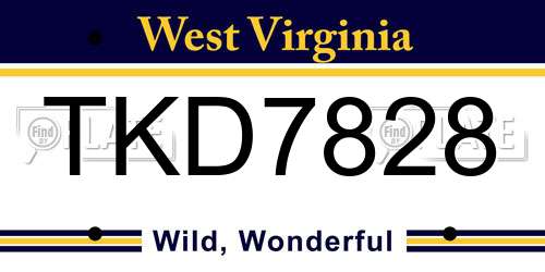 TKD7828 West Virginia License Plate