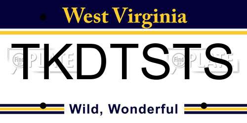 TKDTSTS West Virginia License Plate