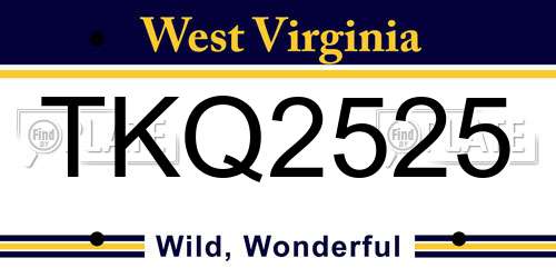 TKQ2525 West Virginia License Plate