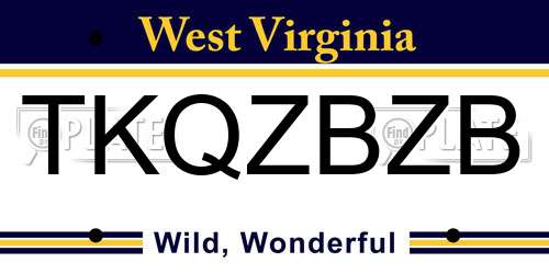 TKQZBZB West Virginia License Plate
