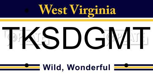 TKSDGMT West Virginia License Plate