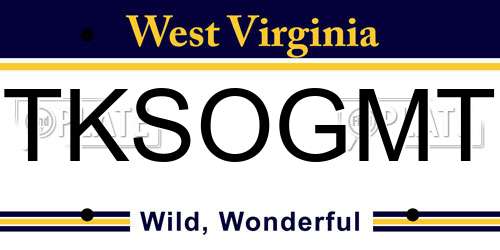 TKSOGMT West Virginia License Plate