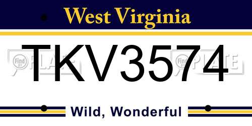 TKV3574 West Virginia License Plate