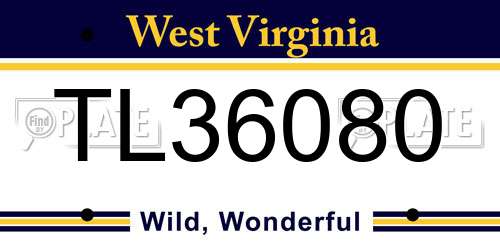 TL36080 West Virginia License Plate