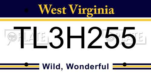 TL3H255 West Virginia License Plate