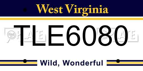 TLE6080 West Virginia License Plate