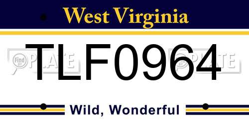 TLF0964 West Virginia License Plate