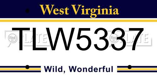 TLW5337 West Virginia License Plate