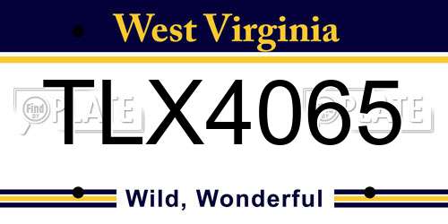 TLX4065 West Virginia License Plate