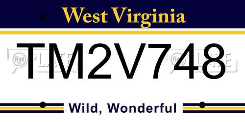TM2V748 West Virginia License Plate