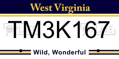 TM3K167 West Virginia License Plate