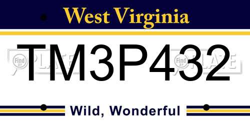 TM3P432 West Virginia License Plate