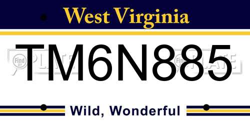 TM6N885 West Virginia License Plate