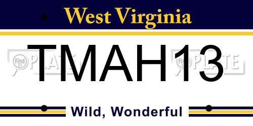 TMAH13 West Virginia License Plate