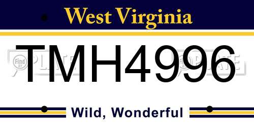 TMH4996 West Virginia License Plate