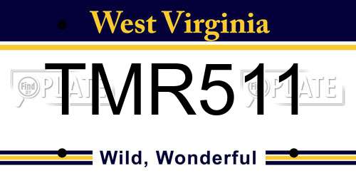 TMR511 West Virginia License Plate