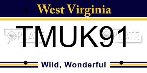 TMUK91 West Virginia License Plate