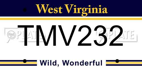 TMV232 West Virginia License Plate