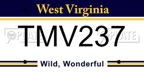 TMV237 West Virginia License Plate