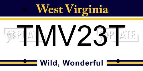 TMV23T West Virginia License Plate
