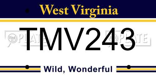 TMV243 West Virginia License Plate
