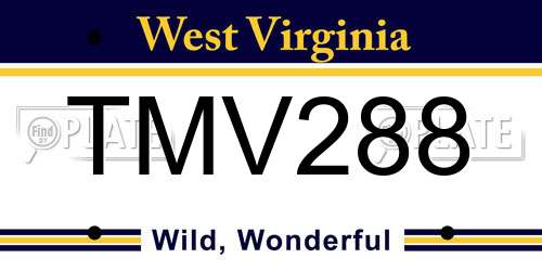TMV288 West Virginia License Plate