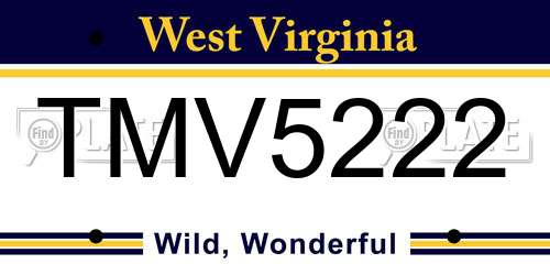 TMV5222 West Virginia License Plate