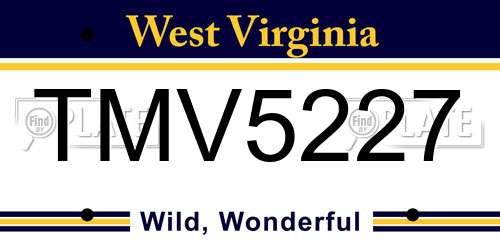 TMV5227 West Virginia License Plate