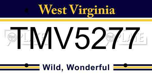 TMV5277 West Virginia License Plate