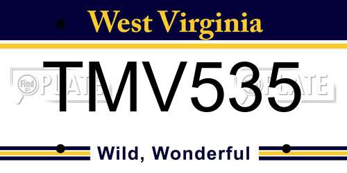 TMV535 West Virginia License Plate